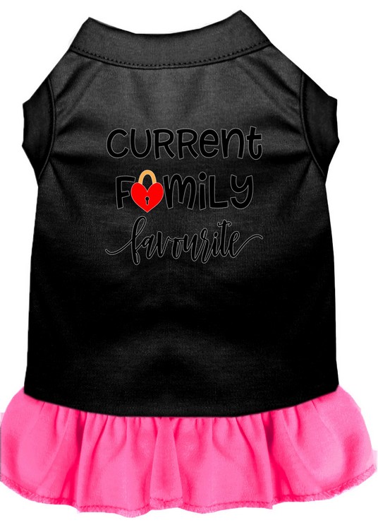 Family Favorite Screen Print Dog Dress Black with Bright Pink XXL